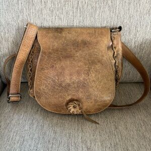 Bed Stu Brown Leather Crossbody Saddle Bag